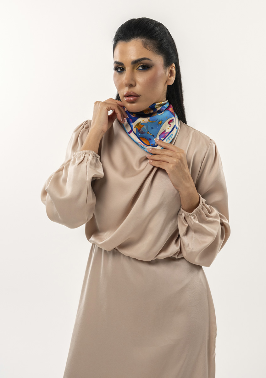 Numi silk scarf lookbook shot